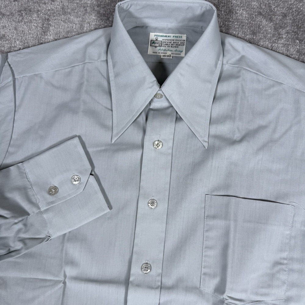 VTG Kmart Shirt Men's‎ 15-39 Gray Long Sleeve Button Up Permanent-Press 70s 80s